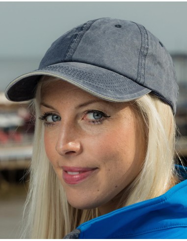 R-RC054X-Washed Fine Line Cotton Cap With Sandwich Peak